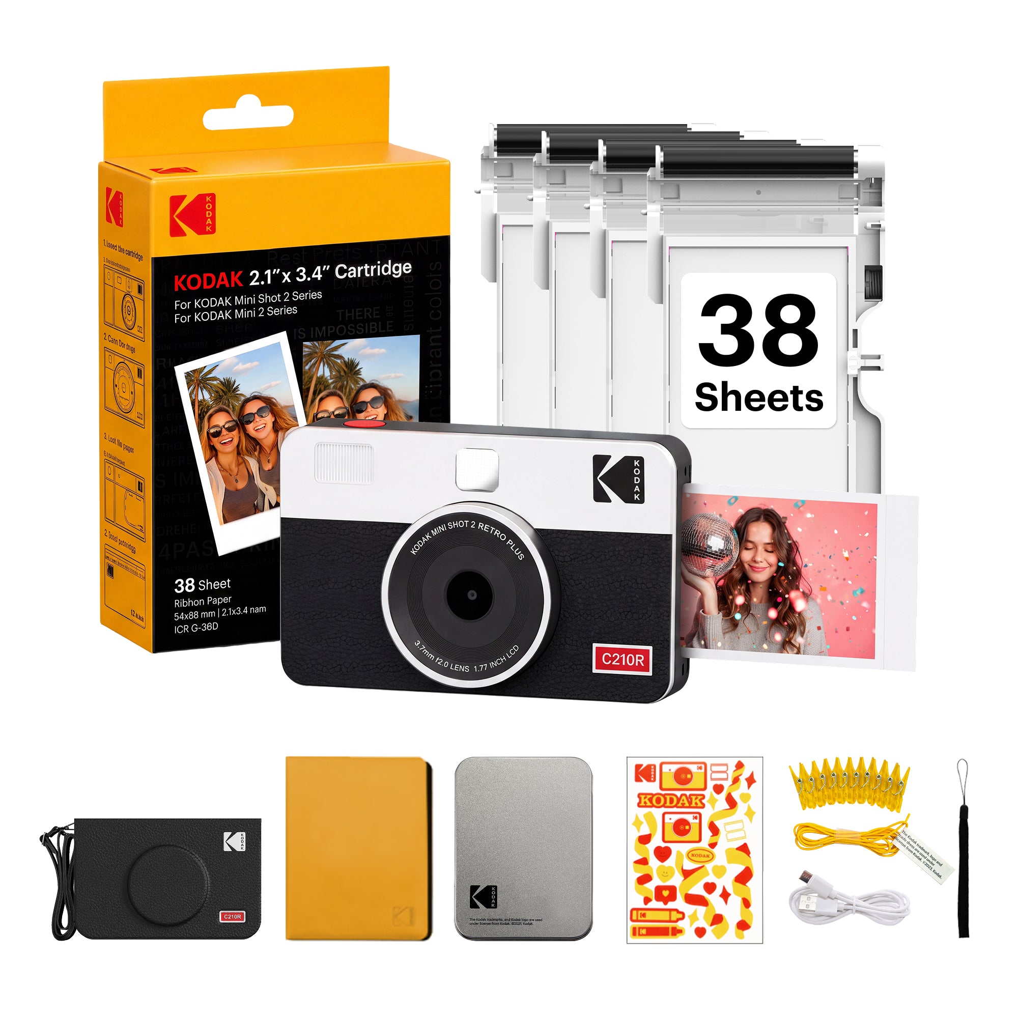 KODAK Mini Shot 2 Retro 2.1x3.4 Inch C210R 38 Sheet Gift Bundle