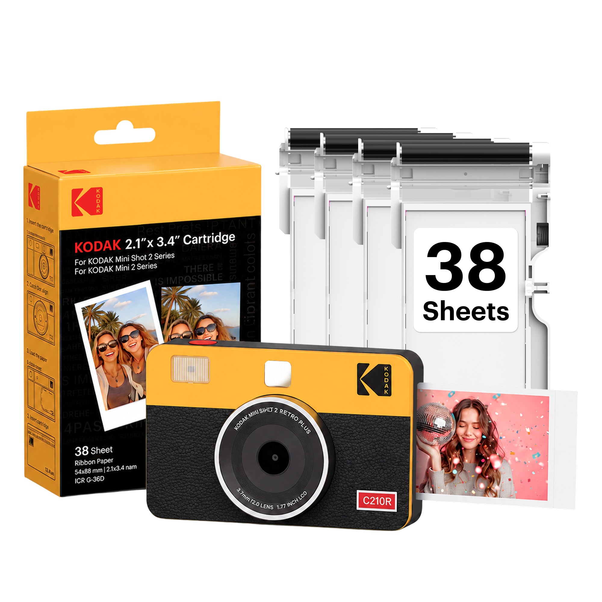 KODAK Mini Shot 2 Retro 2.1x3.4 Inch C210R 38 Sheet Bundle