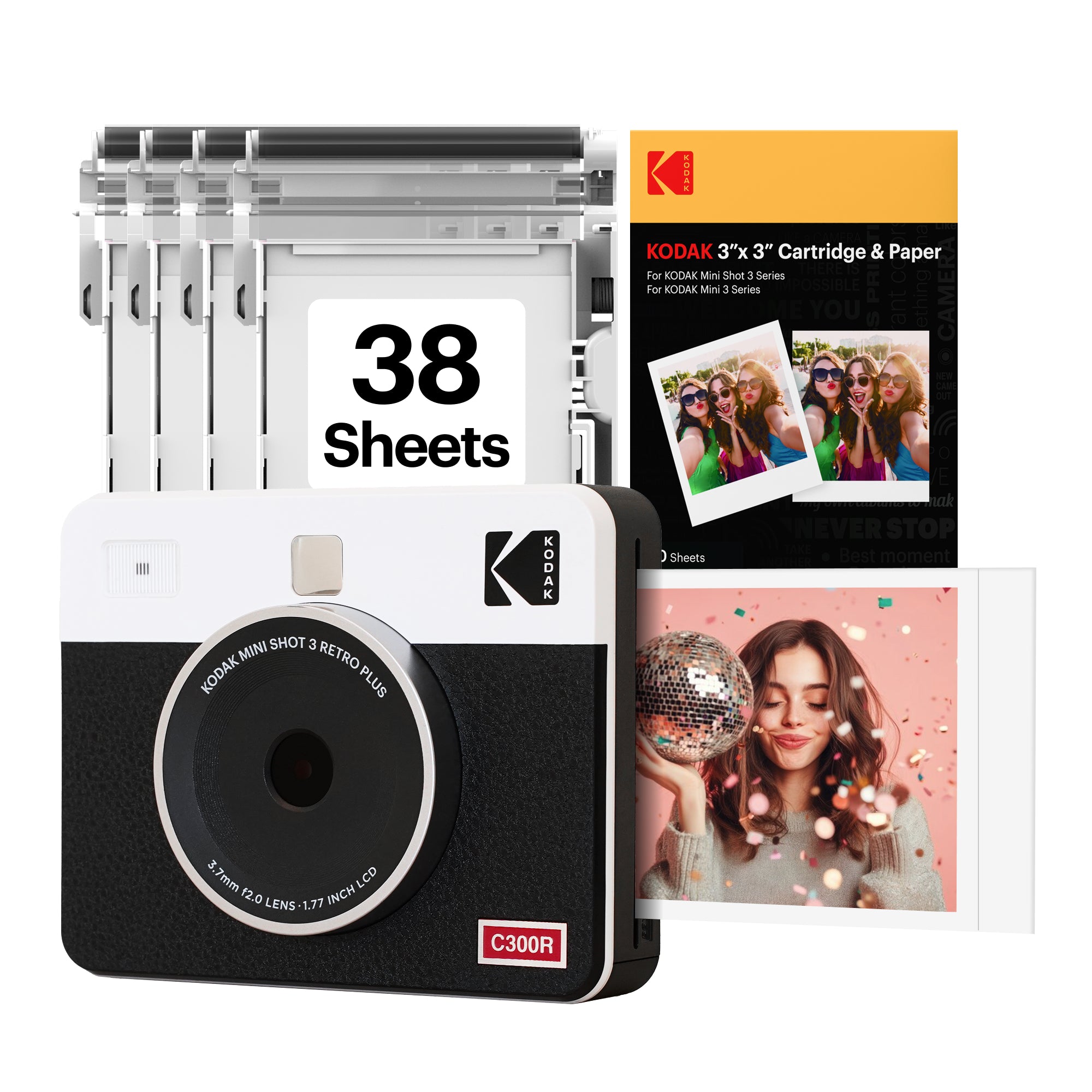 KODAK Mini Shot 3 Retro 3x3 Inch C300R 38 Sheet Bundle