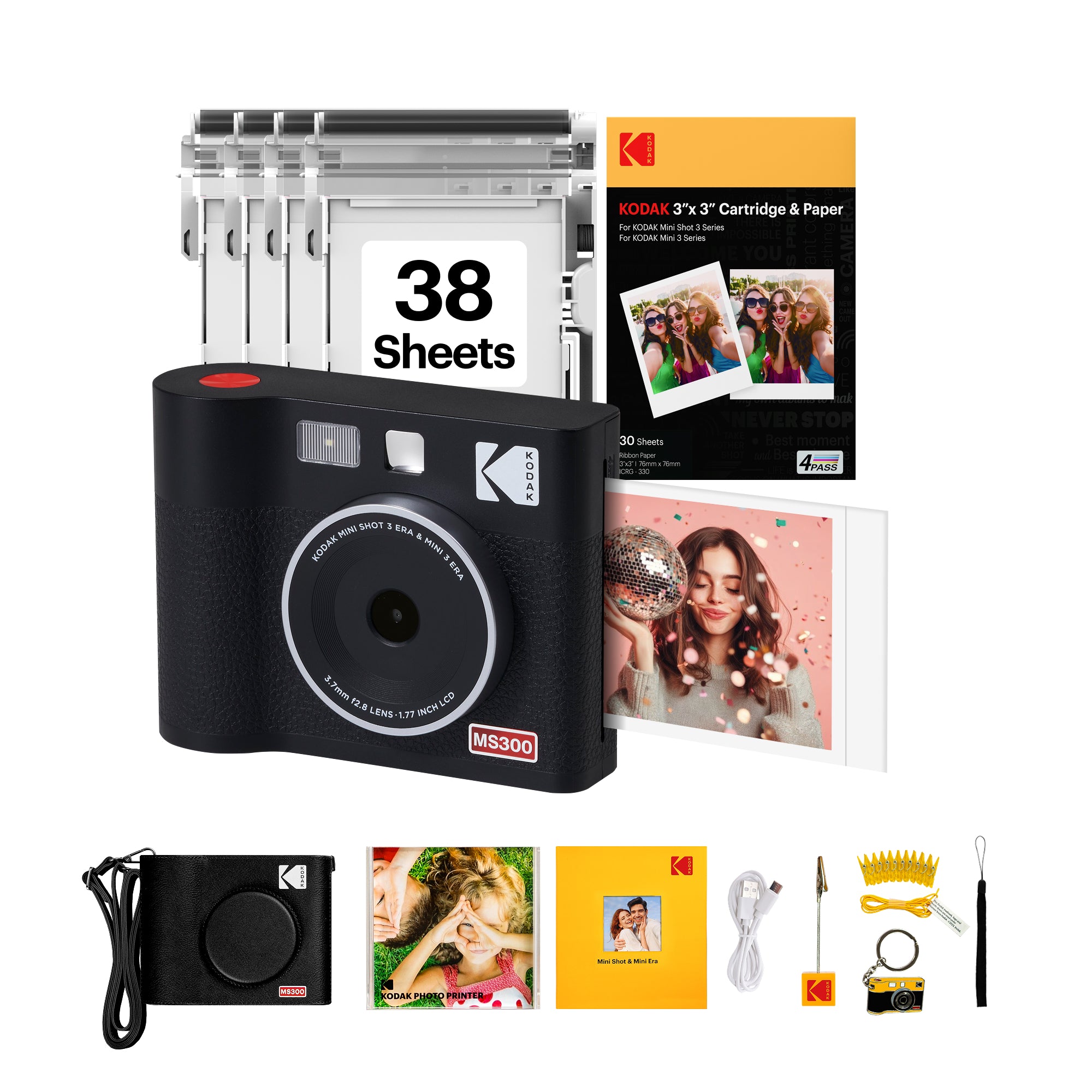KODAK Mini Shot 3 Era 3x3 Inch MS300 38 Sheet Gift Bundle