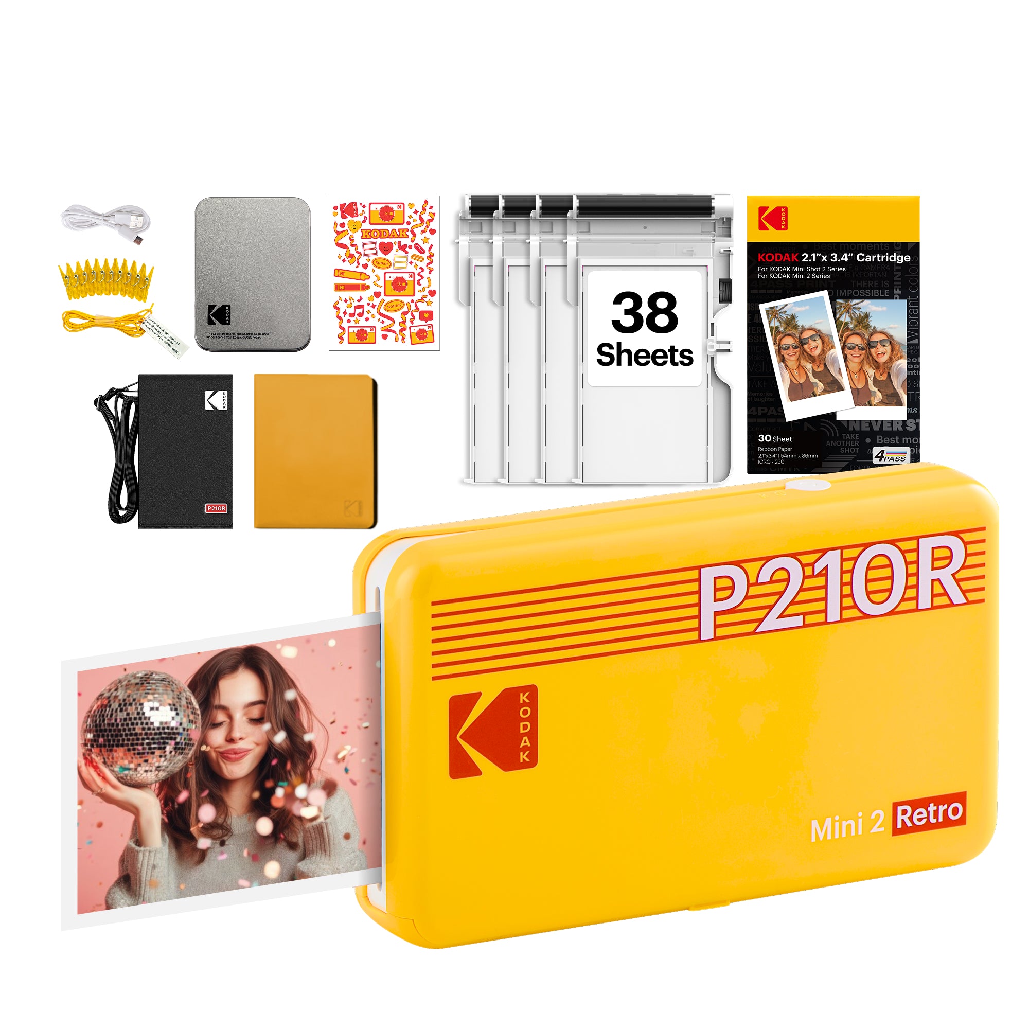 KODAK Mini 2 Retro 2.1x3.4 Inch P210R 38 Sheet Gift Bundle