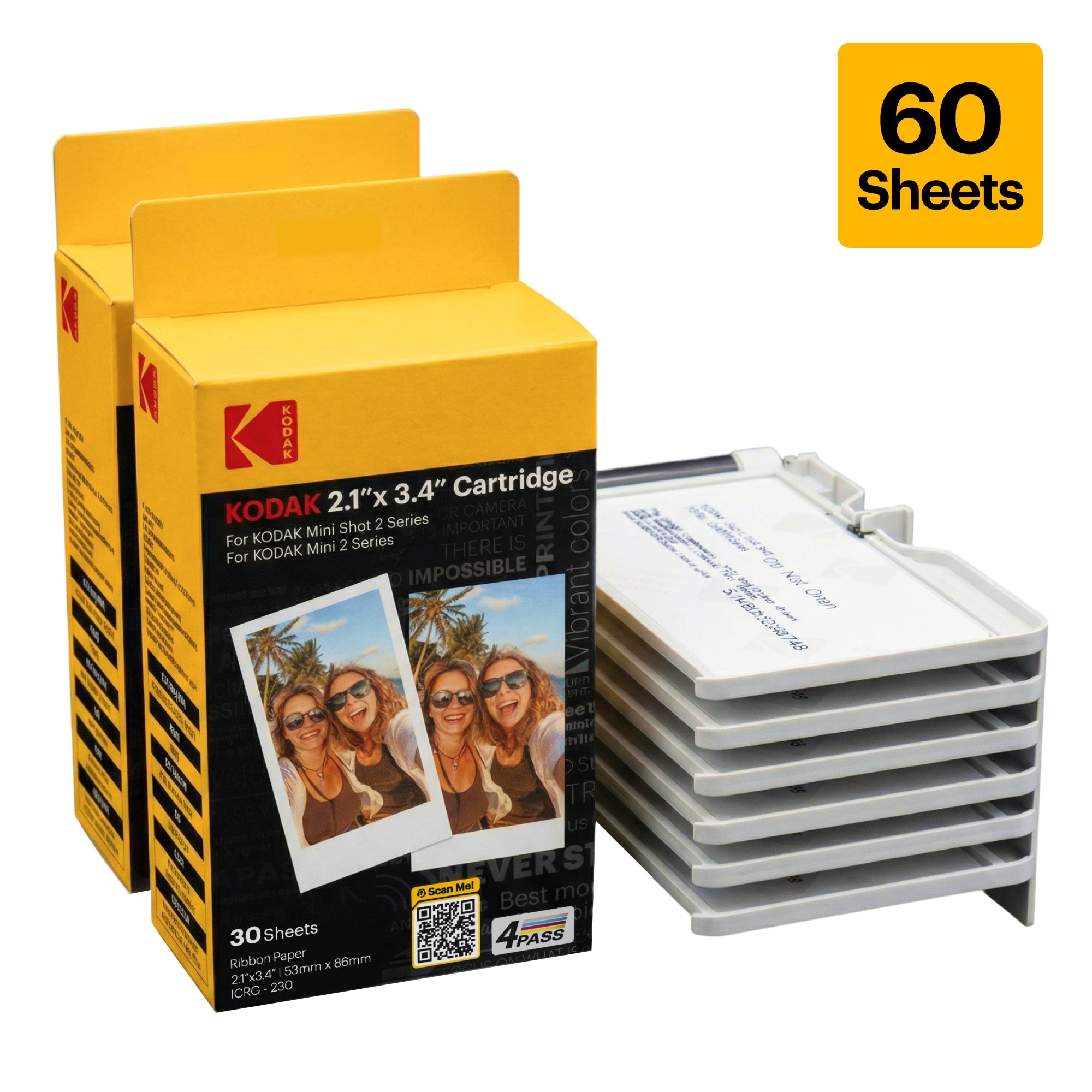 KODAK 4PASS All-in-one 2.1x3.4 Inch Cartridge, 60 Photos (ICRG-260)
