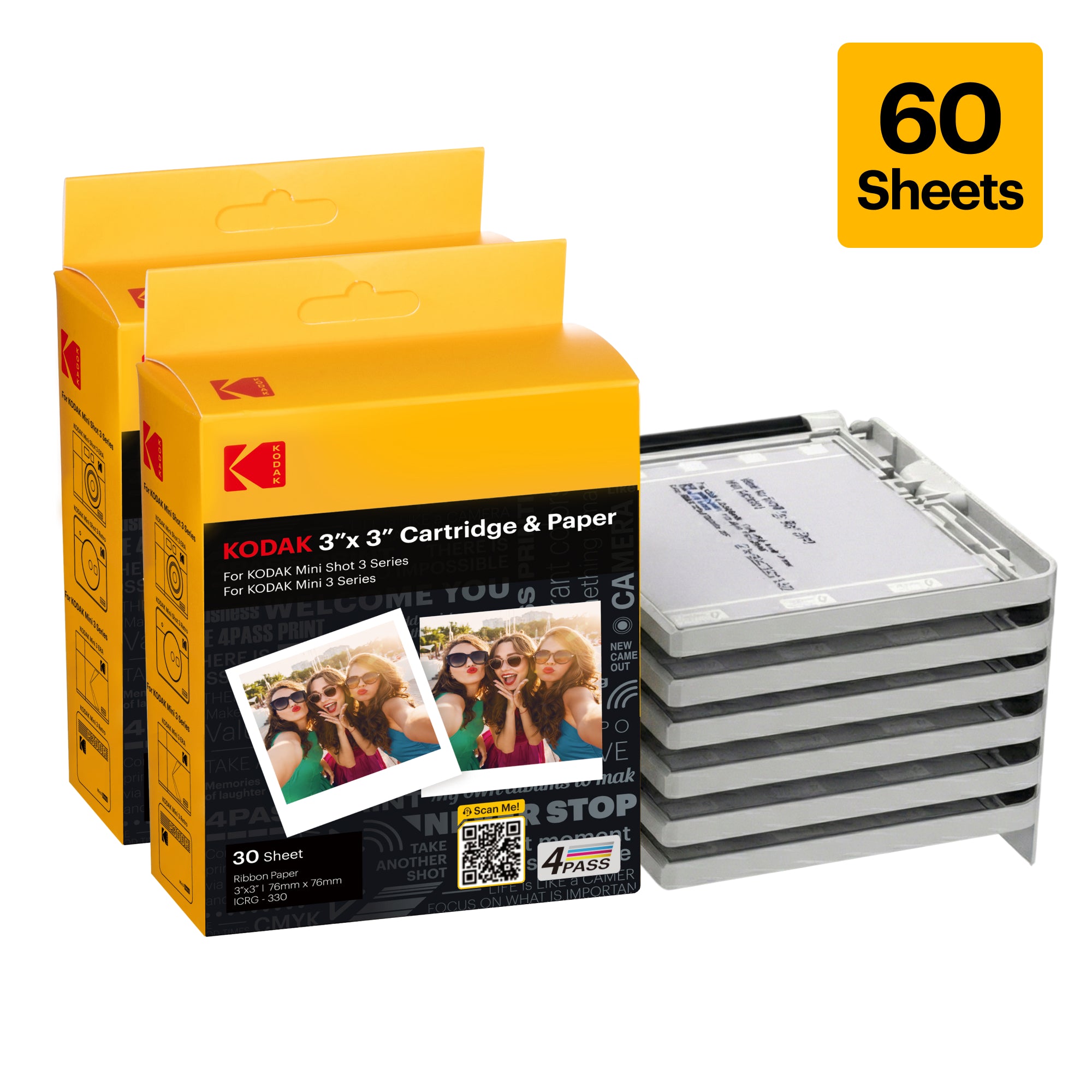 KODAK 4PASS All-in-one 3x3 Inch Cartridge, 60 Photos (ICRG-360)KODAK 4PASS All-in-one 3x3 Inch Cartridge, 60 Photos (ICRG-360)