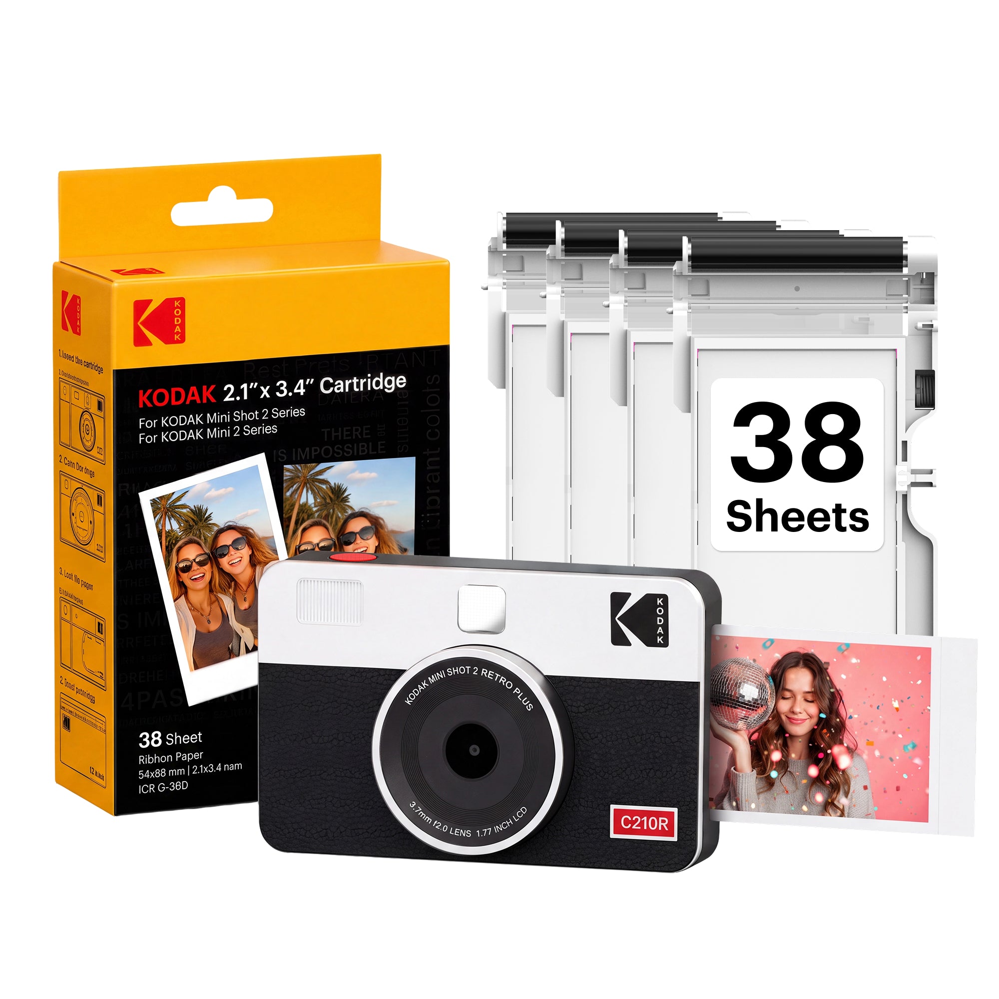 KODAK Mini Shot 2 Retro 2.1x3.4 Inch C210R 38 Sheet Bundle