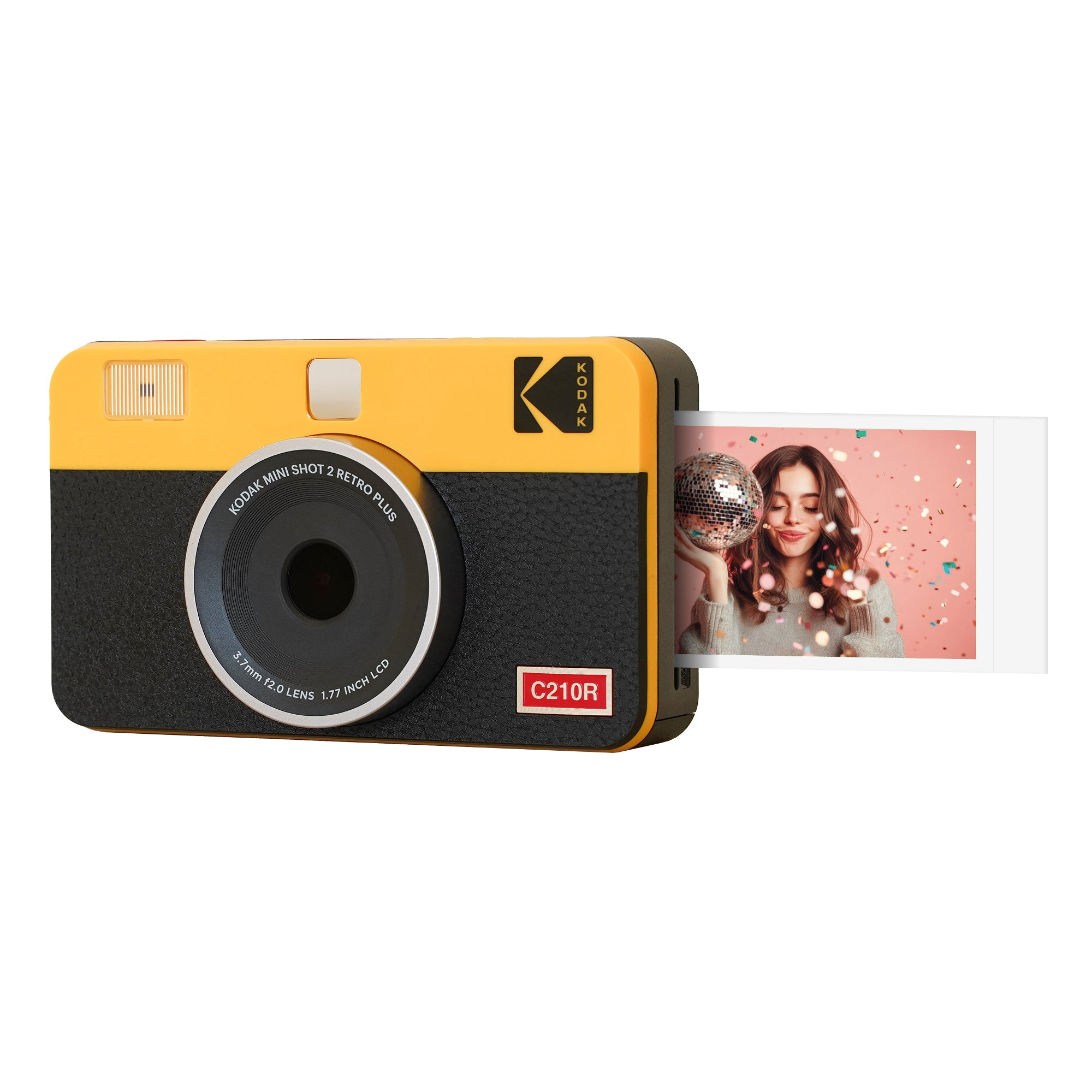 Kodak instant camera with a printed photo on a white background