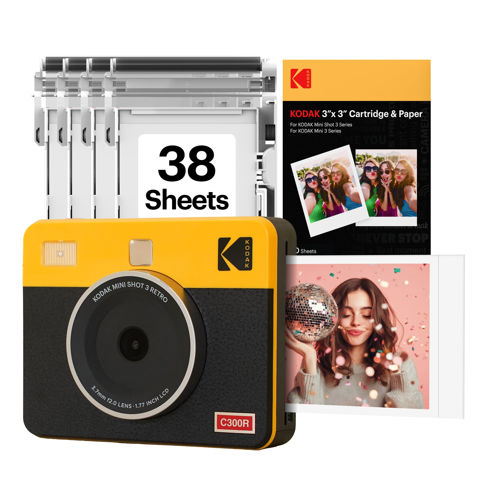 KODAK Mini Shot 3 Retro 3x3 Inch C300R 38 Sheet Bundle