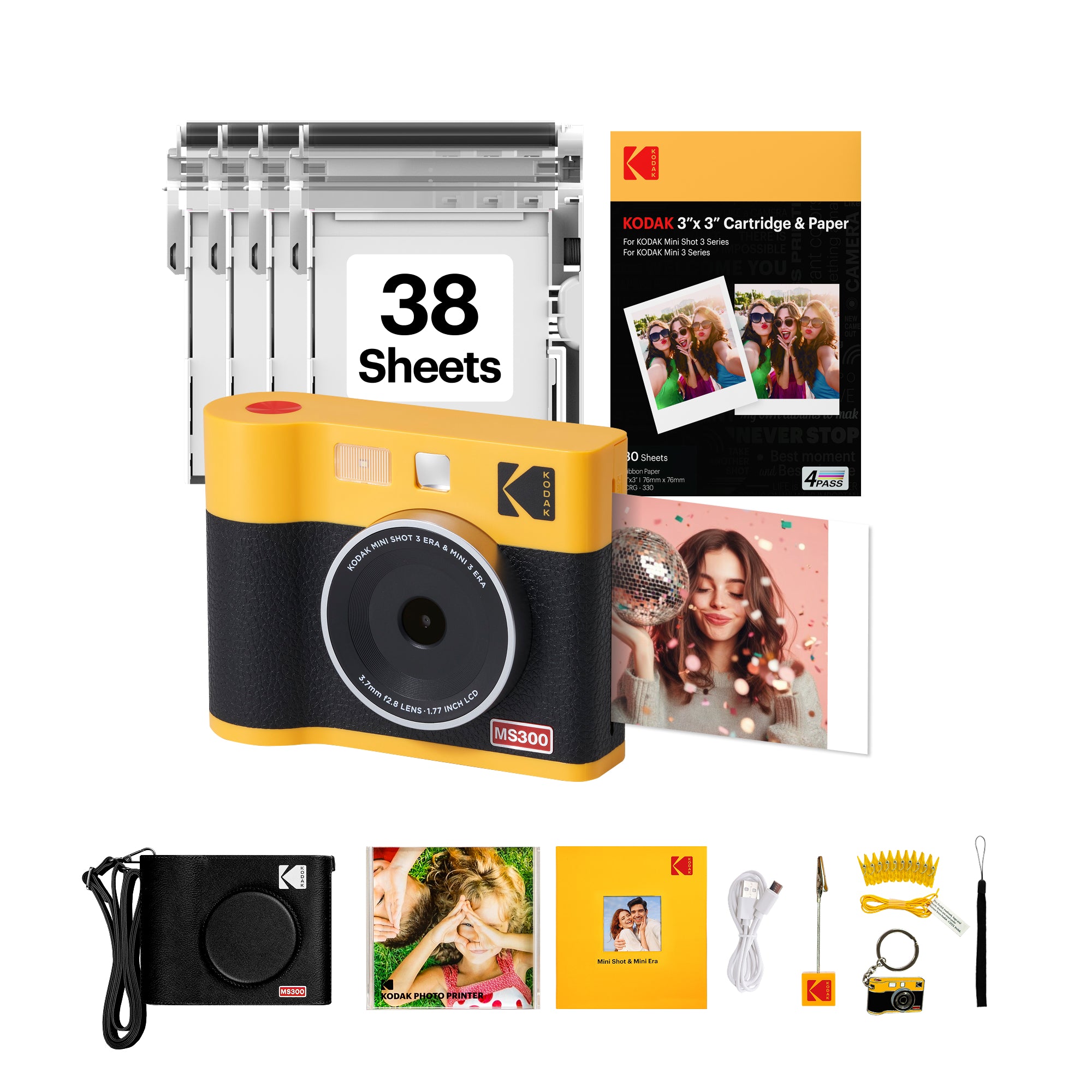 KODAK Mini Shot 3 Era 3x3 Inch MS300 38 Sheet Gift Bundle