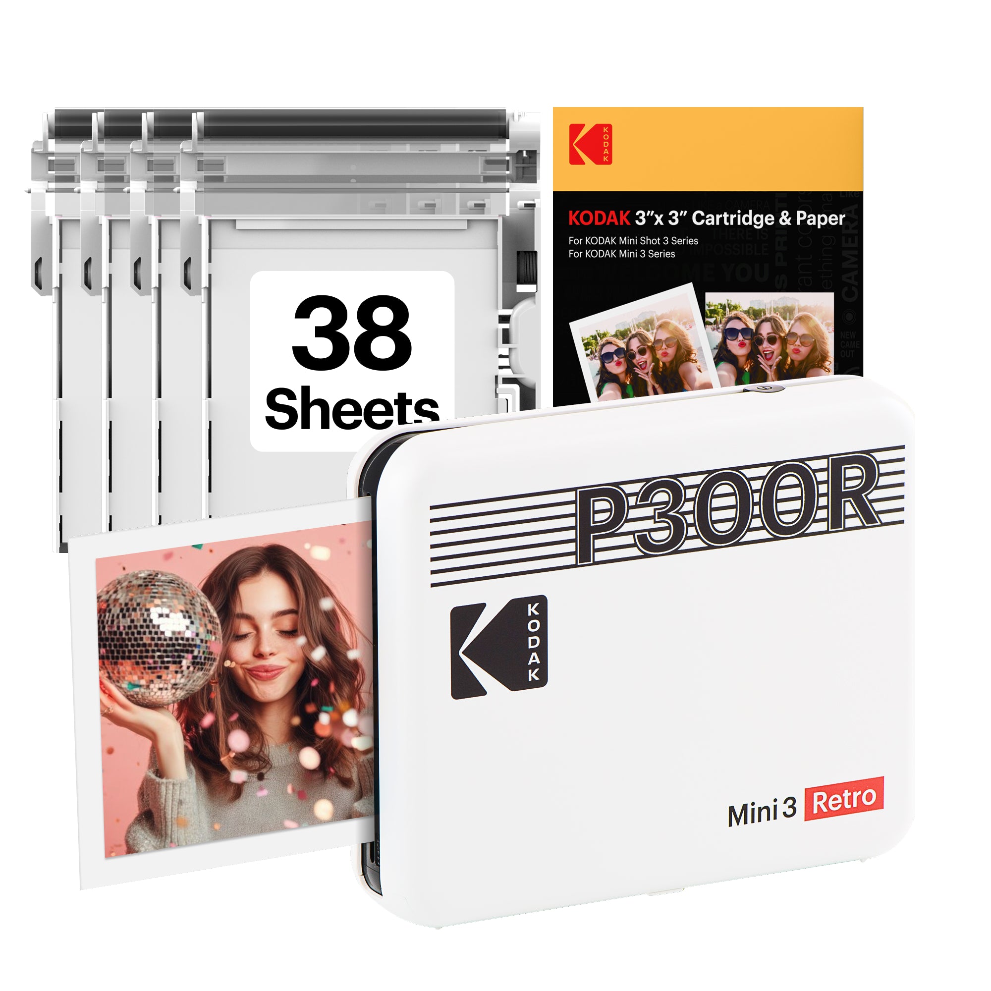 KODAK Mini 3 Retro 3x3 Inch P300R 38 Sheet Bundle